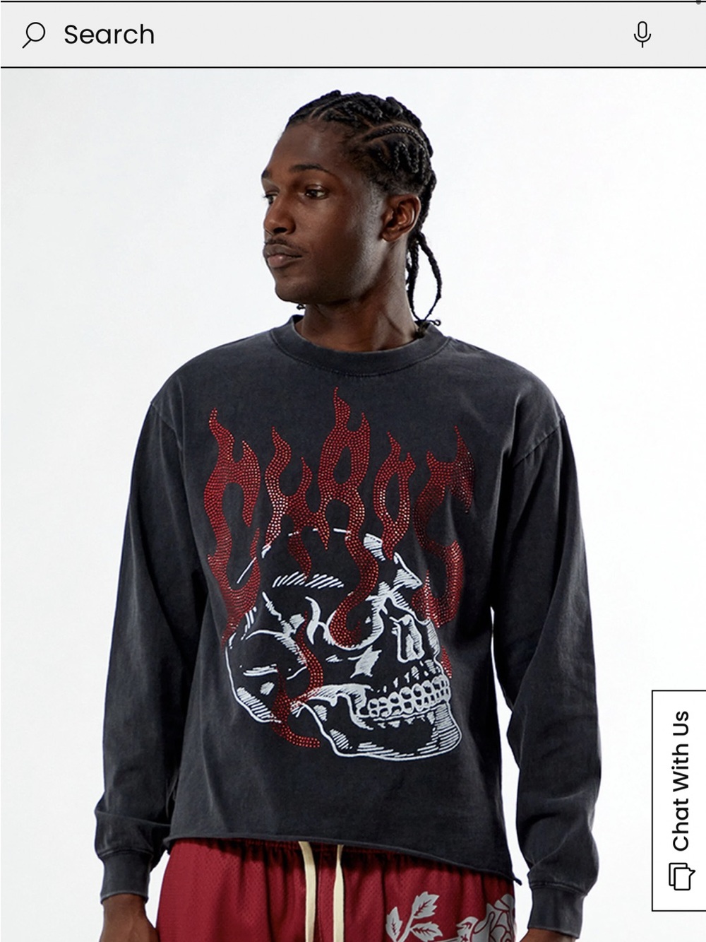 Pacsun Chaos Cropped Long Sleeve T-Shirt (Washed Black)
